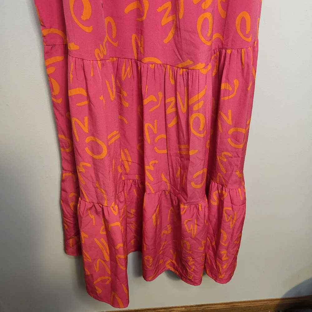 Pretty Garden New With Tags Orange & Fuchsia Floral Maxi Dress Pullover L–XL - Picture 4 of 12